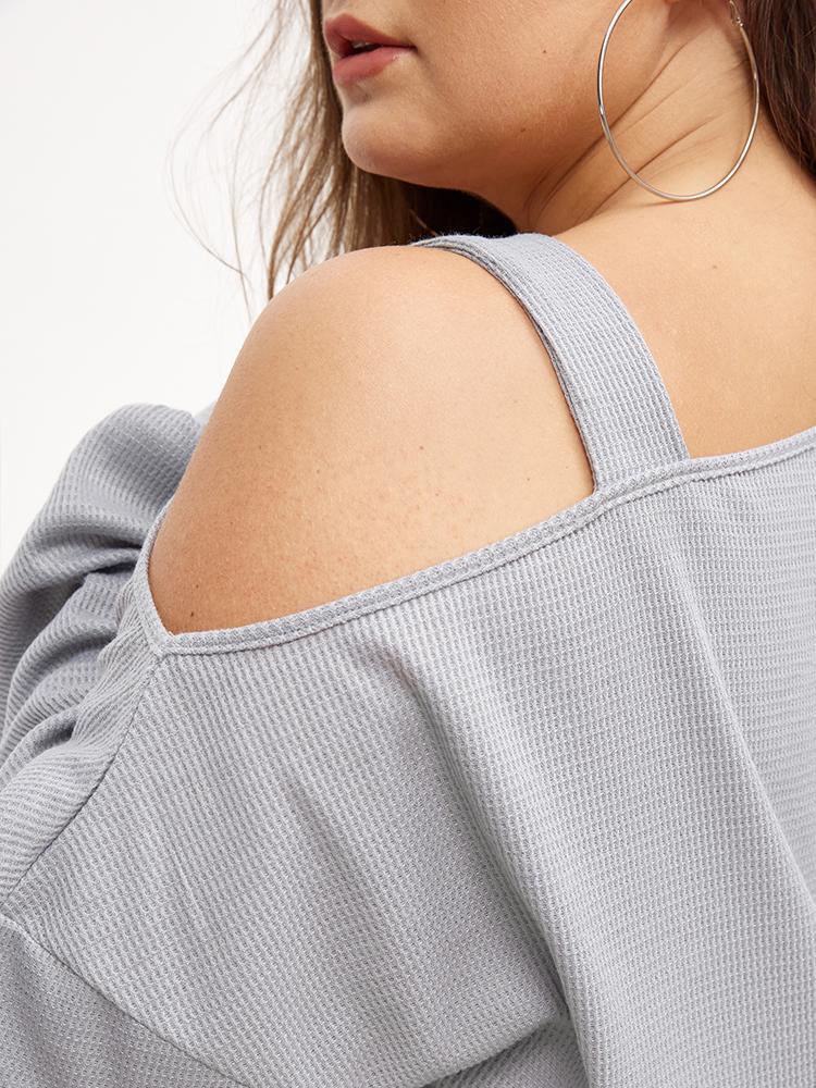 Asymmetrical Neck Casual Sweatshirt