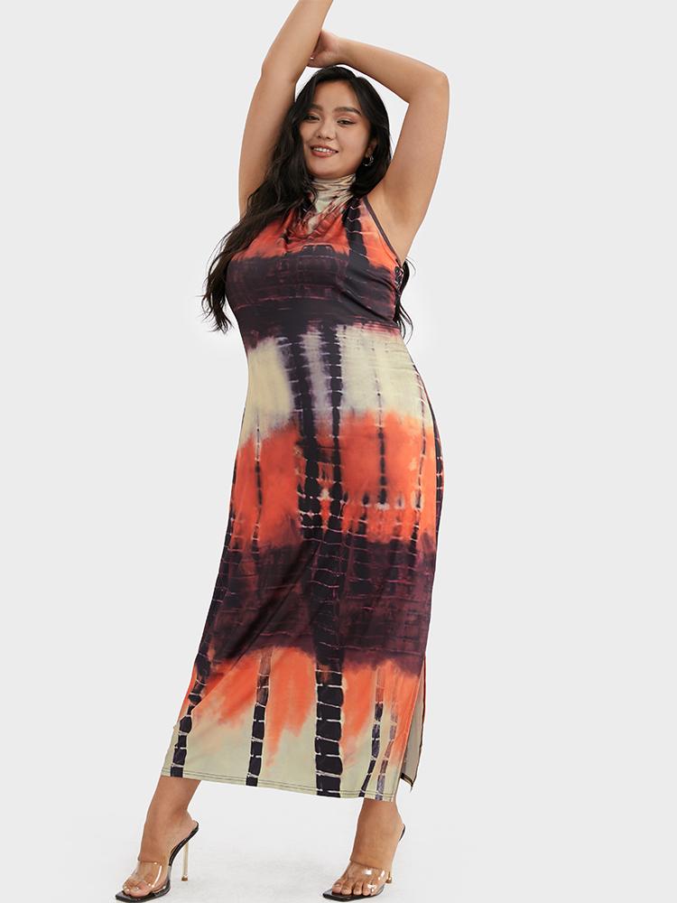 Tie Dye High Neck Maxi Dress