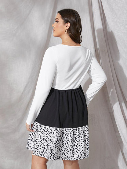 Leopard Print Color Block Dress