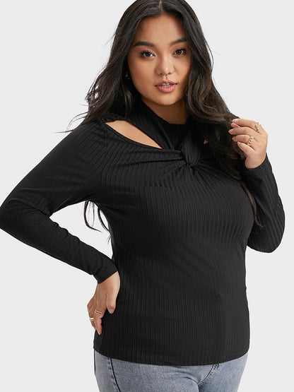 Twist-front Cut Out Knit Tops