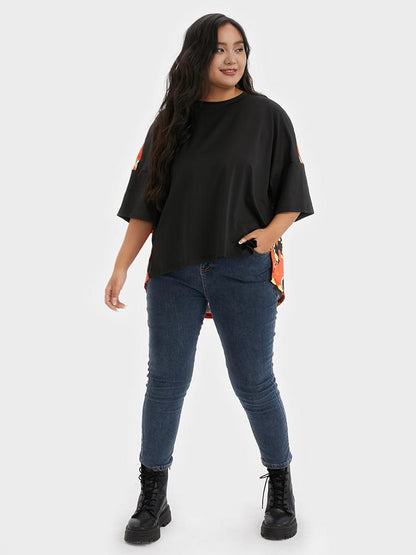 Butterfly Print Patchwork T-shirt