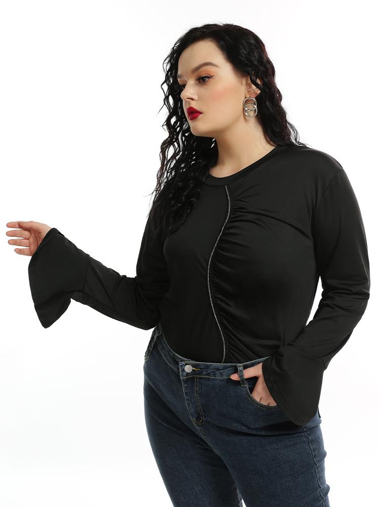 Gathered Flared Sleeve T-shirt