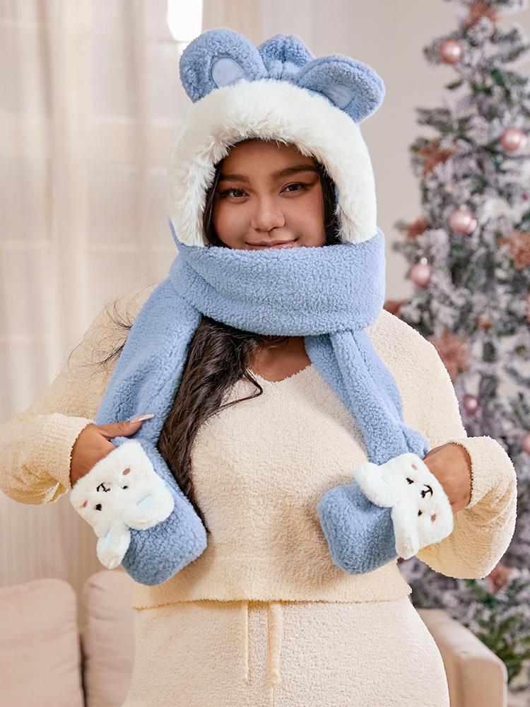 Christmas Cartoon Animal Hooded Scarf