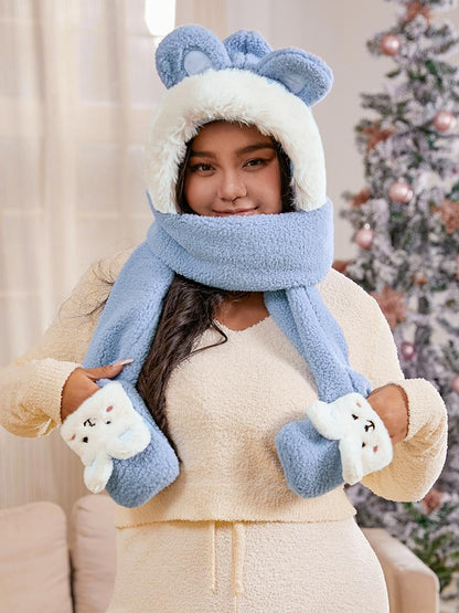 Christmas Cartoon Animal Hooded Scarf