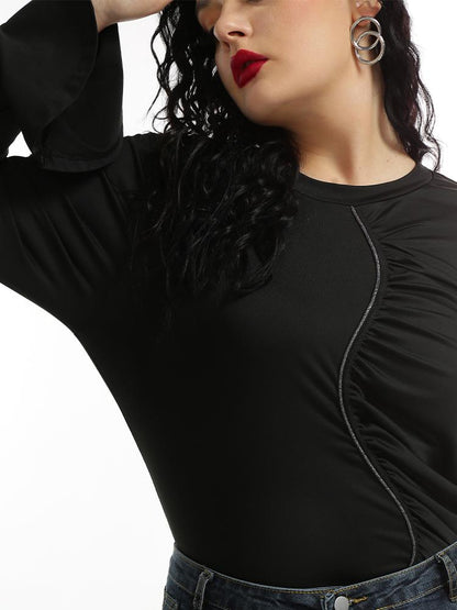 Gathered Flared Sleeve T-shirt