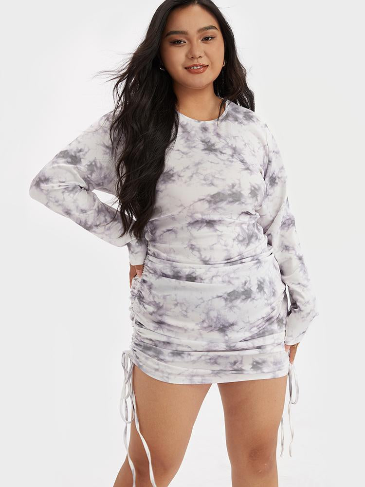 Tie Dye Drawstring Bodycon Dress