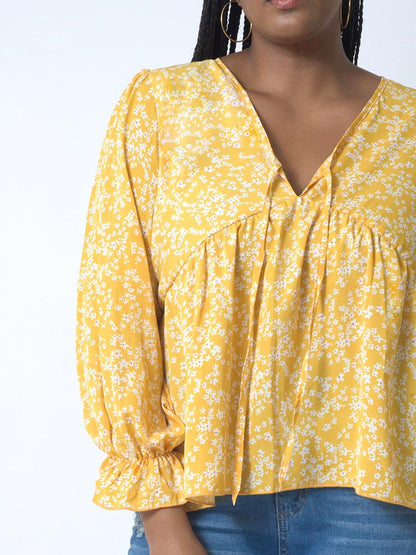 Ditsy Floral Ruffle Sleeve Blouse