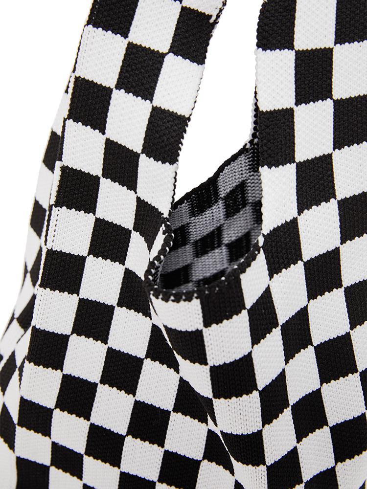 Black Checkerboard Tote Bag