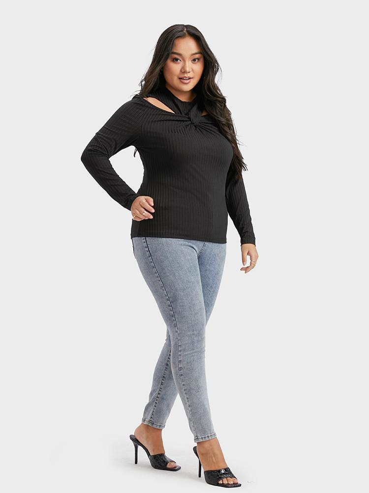 Twist-front Cut Out Knit Tops