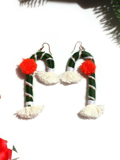 Christmas Contrast Tassel Earrings