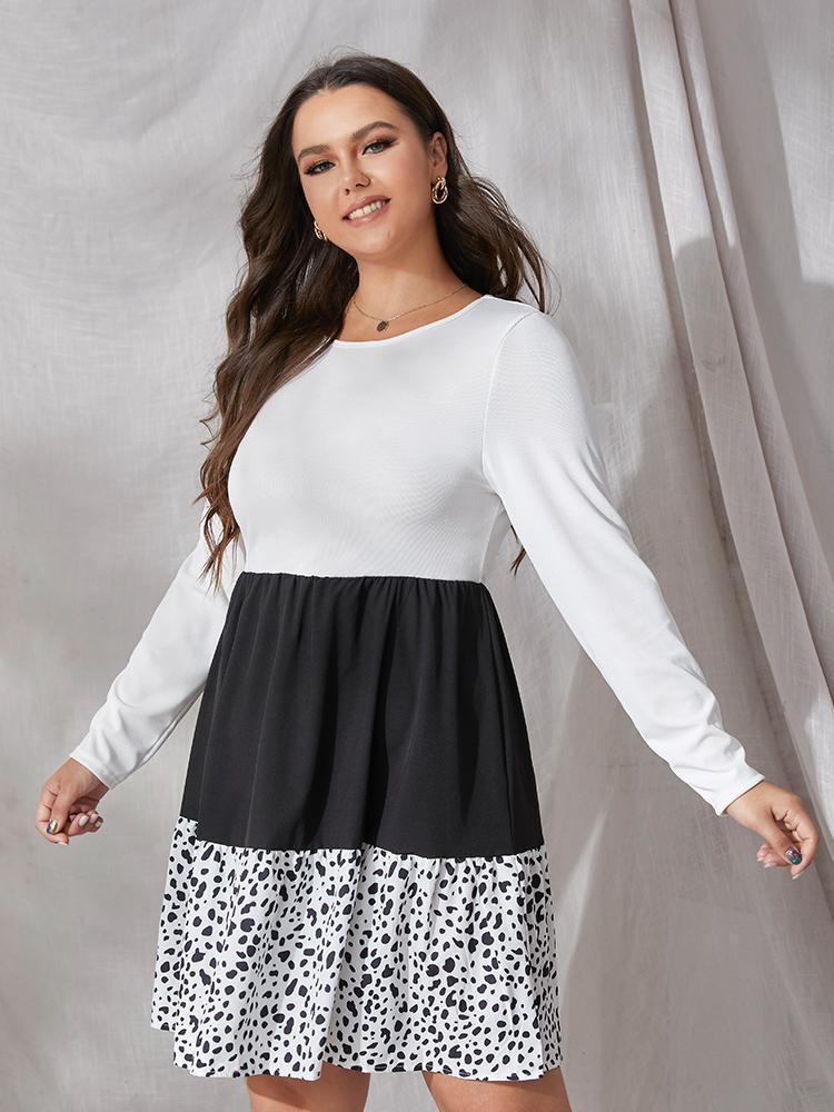 Leopard Print Color Block Dress