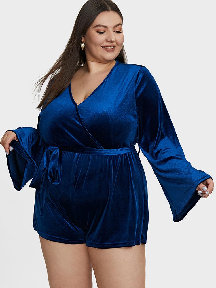 Velvet Flared Sleeve Jumpsuit