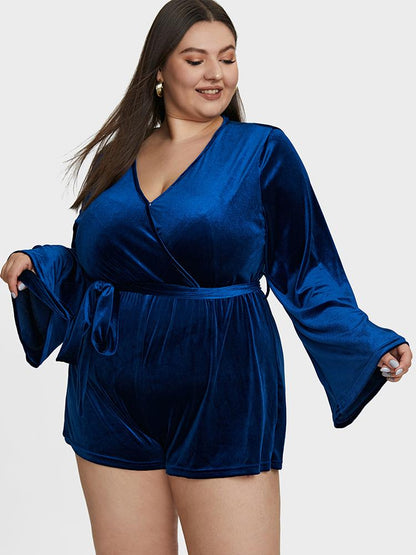 Velvet Flared Sleeve Jumpsuit