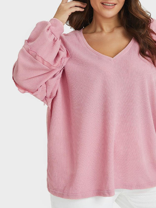 Lantern Sleeve V-neck T-shirt