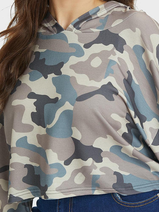 Camouflage Print Crop Hoodie