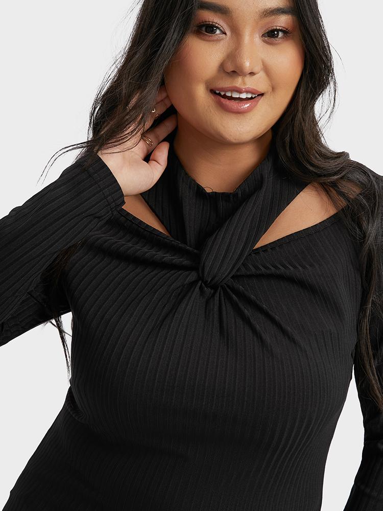 Twist-front Cut Out Knit Tops