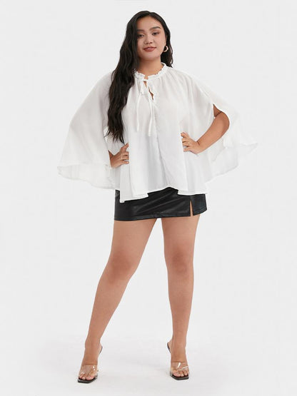 Tie Neck  Dolman Sleeve Loose Blouse