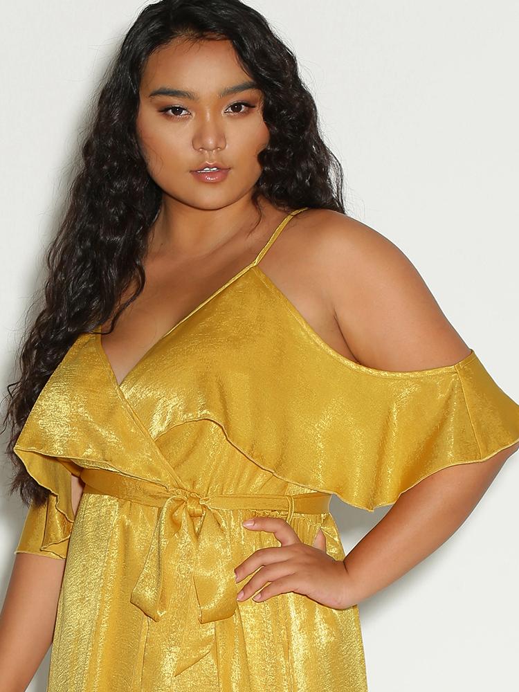 Solid Strap High Split Maxi Dress