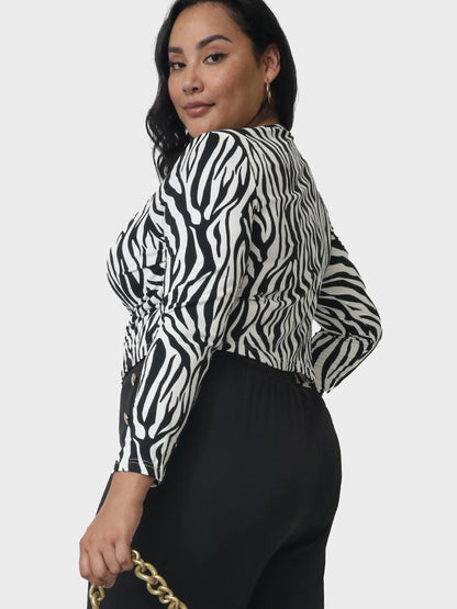Zebra Printed Twist-front Cut Out T-shirt