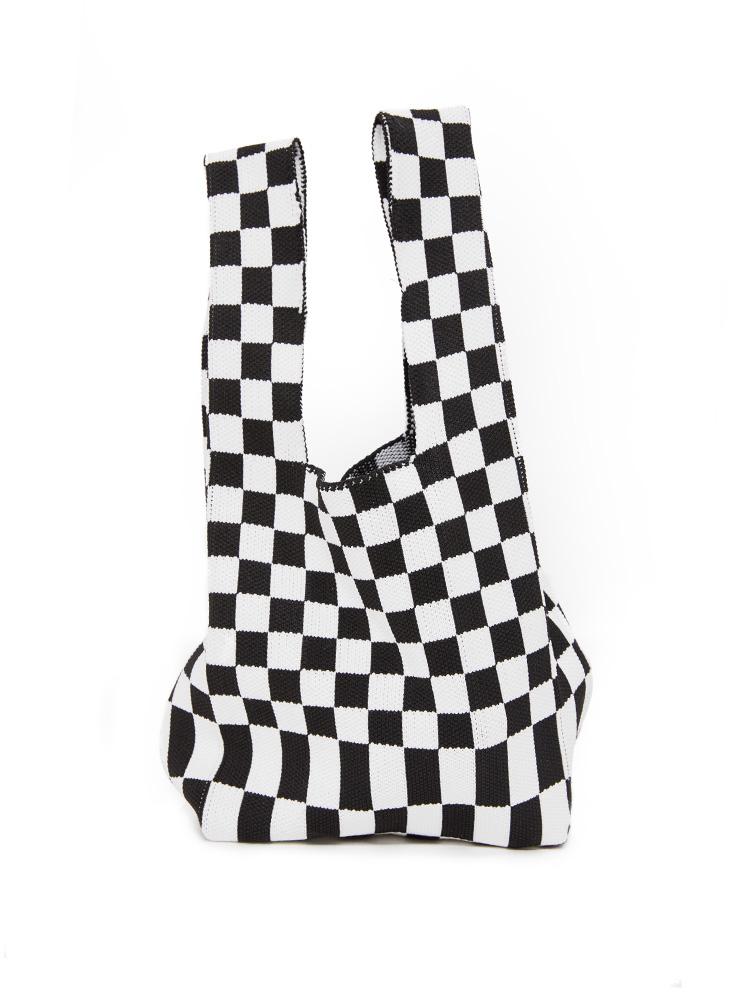 Black Checkerboard Tote Bag