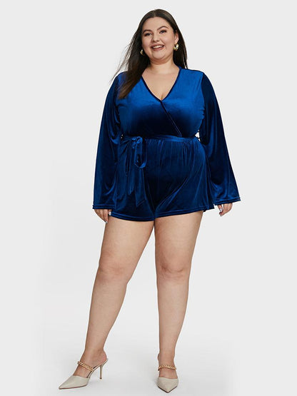 Velvet Flared Sleeve Jumpsuit