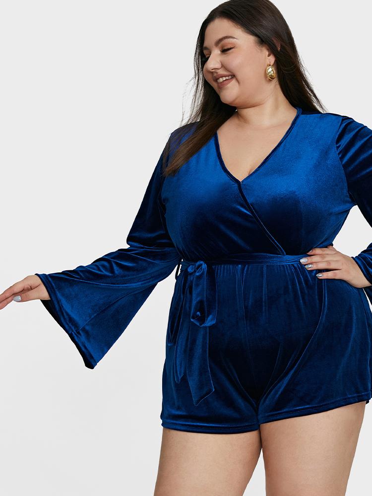 Velvet Flared Sleeve Jumpsuit