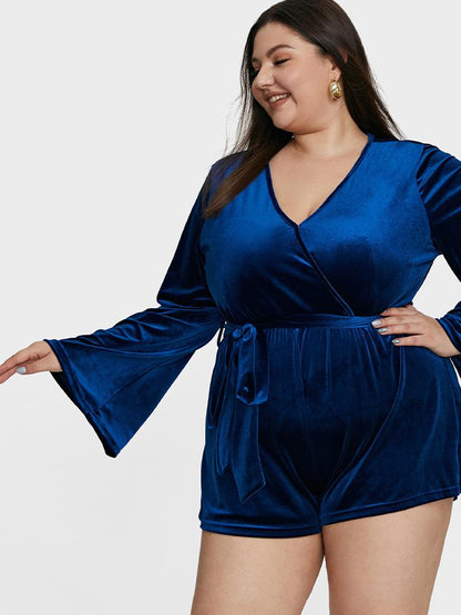 Velvet Flared Sleeve Jumpsuit
