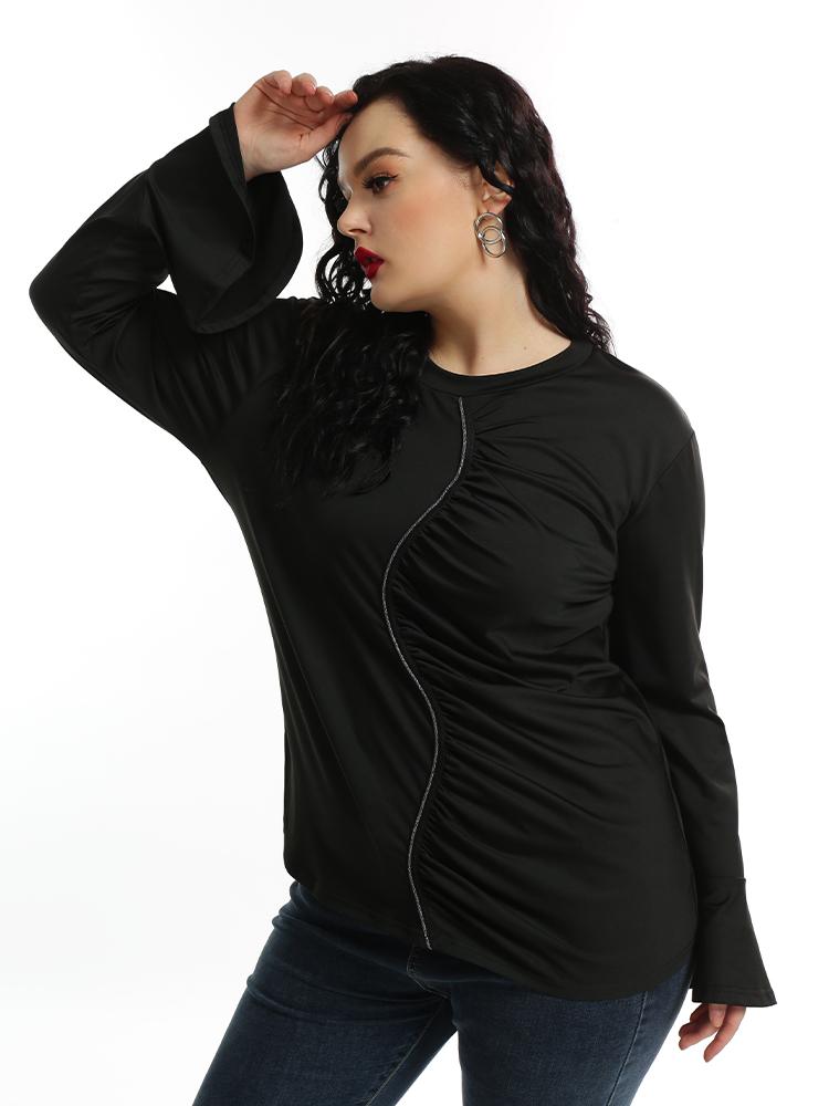 Gathered Flared Sleeve T-shirt