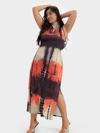 Tie Dye High Neck Maxi Dress