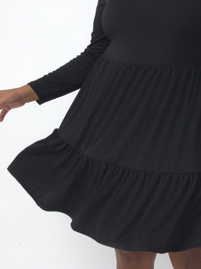 Solid Ruffles Square Neck Dress