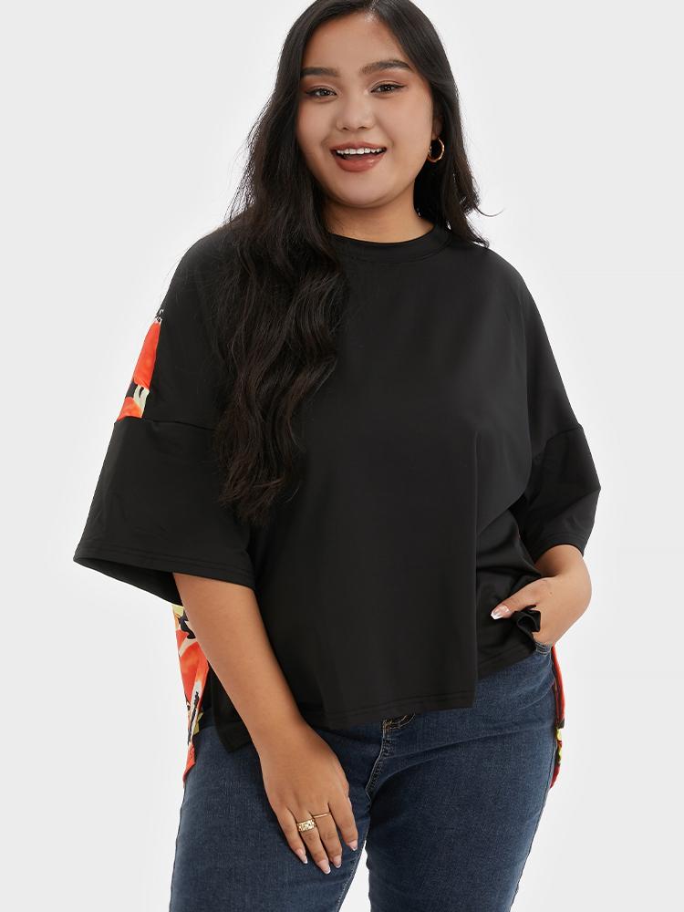 Butterfly Print Patchwork T-shirt